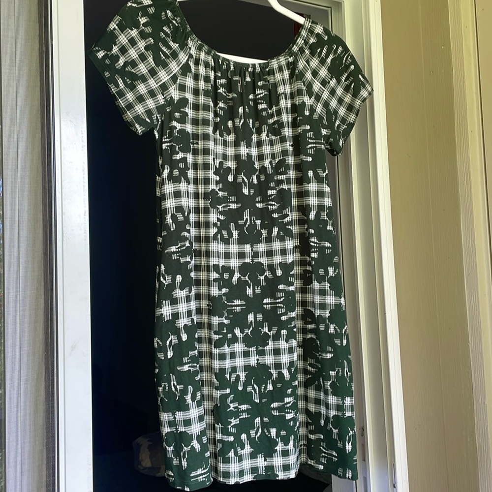 Kiele dark green palaka quilt dress